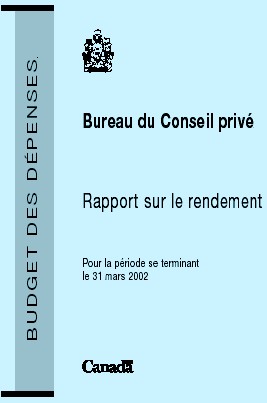 Bureau du Conseil priv Rapport sur le rendement 2001-2002