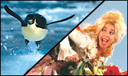 Collage : image du film Au coeur des ocans : Mers de glace; La Comtesse d'Harmonia, incarne par l'artiste Joe Bocan.