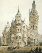 Watercolour showing proposed design for the Parliament Buildings, artist unknown, ca. 1860