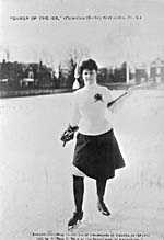 Photograph of a female hockey player  on an outdoor rink