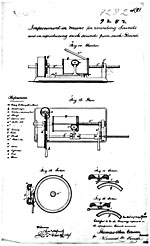 Drawing of the phonograph from Thomas Edisons Canadian patent no. 9282