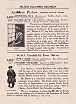 Page 2 of the Columbia Records catalogue, March 1917, advertising a recording by Parlow