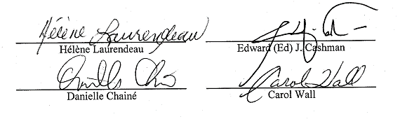 Signature Page - Memoranda of Agreement
