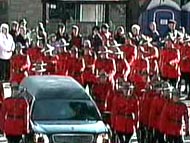 Thousands gathered to watch a regimental parade through the streets of Brockville, Ont., to the funeral at Wall Street United Church.