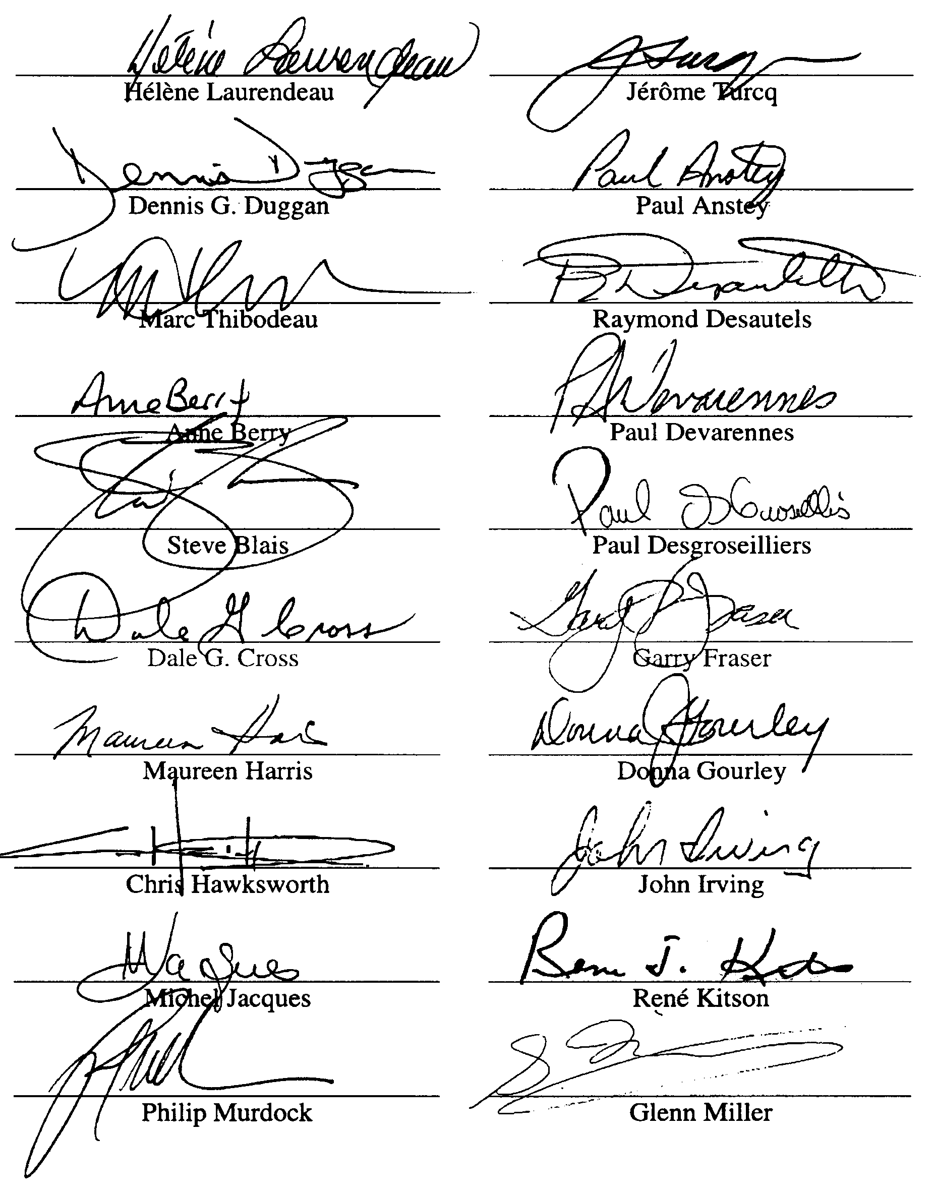 Premire page signature - Table 2 