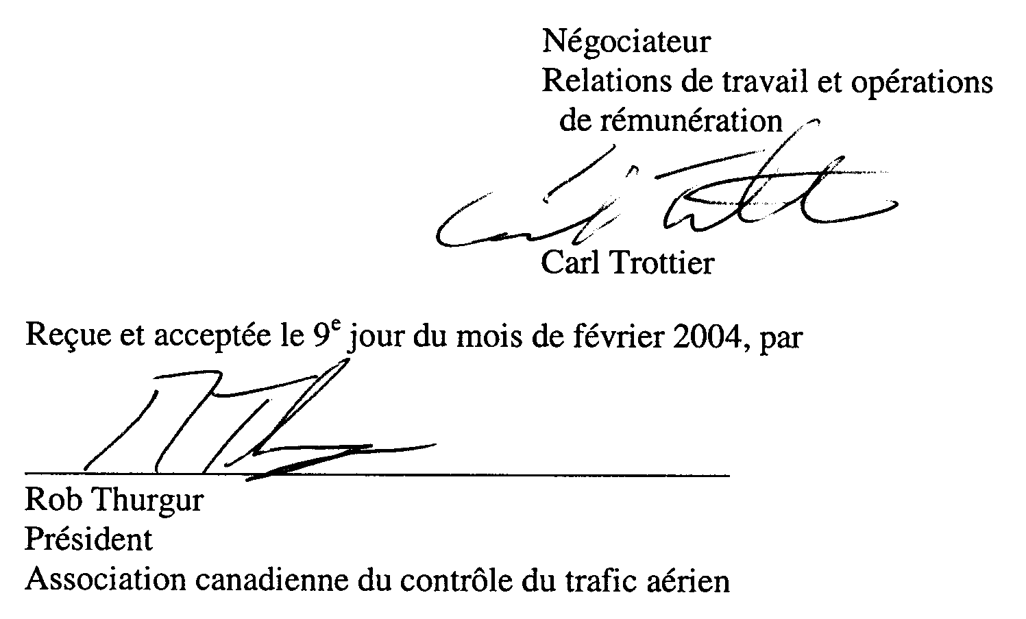 Signature - Lettre d'entente (1-04)