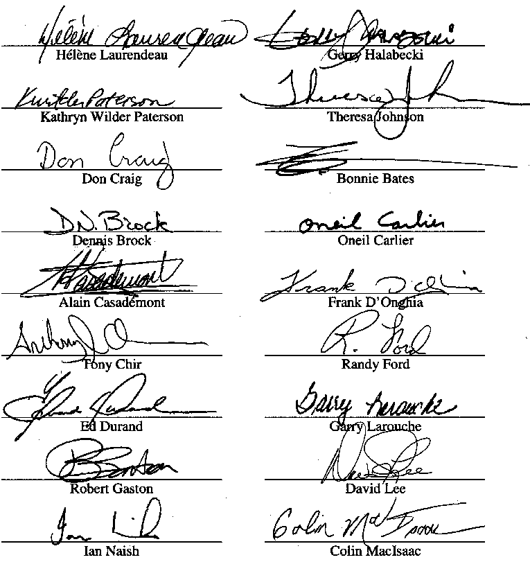 First Signature Page - Table 3