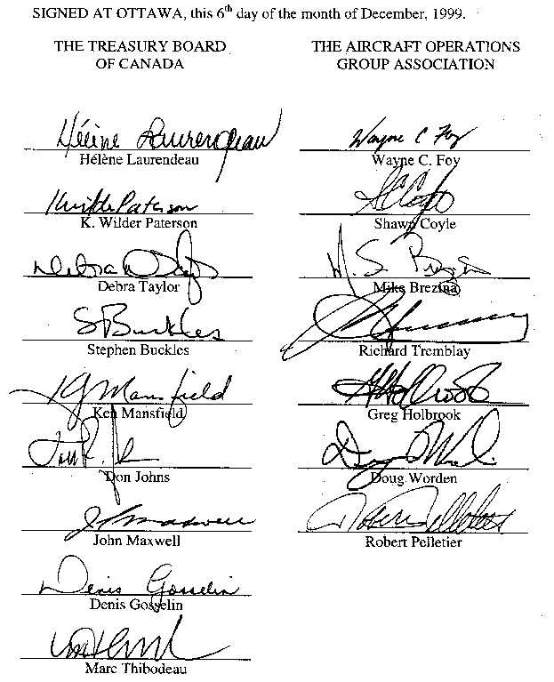 Signature Page for Aircraft Operations (AO)