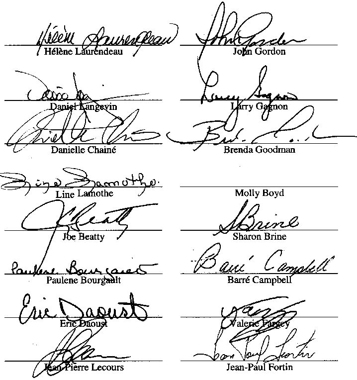First Signature Page - Table 1