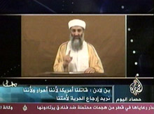 Osama bin Laden speaks in this image made from an undated video broadcast on Arab television station Al-Jazeera. (AP Photo/AlJazeera)
