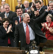 Paul Martin in the House after voting, Monday. (CP photo)