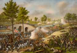 Battle of Antietam. Based on 1860 census figures, 8% of all white males aged 13 to 43 died in the Civil War.