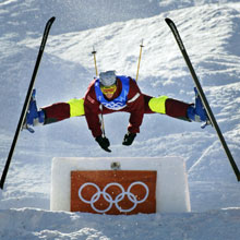Jean-Luc Brassard competes in the final round of the men's moguls during the Salt Lake City Winter Olympic Games in 2002. 