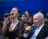 President Shimon Peres singing at the Independence Day celebrations in Jerusalem. Tuesday, April 16,