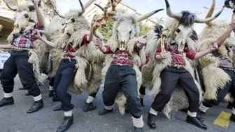 Zvoncari or 'bell ringers', at Rijeka Carnival, the second largest Shrovetide Carnival in Europe