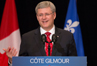 PM Harper makes an announcement in Quebec City