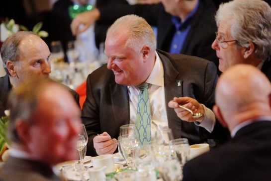 Mayor Rob Ford, seen here  at a St. Patrick's Day luncheon at The Old Mill has not been invited to Saturday's Garrison Ball.
