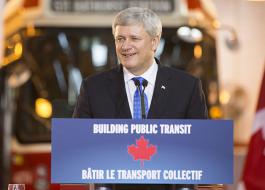 Prime Minister Stephen Harper announces further details of the new Public Transit Fund