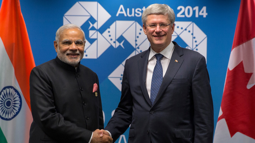 Le Premier ministre Stephen Harper participe à sa première rencontre officielle avec le Premier ministre de l’Inde, Narendra Modi, en marge du Sommet du G20.