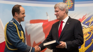 Prime Minister Harper takes part in Chief of the Defence Staff Change of Command Ceremony