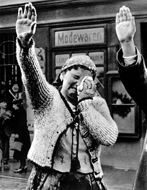 Woman in the Sudetenland weeping upon the annexation of the territory to Nazi Germany