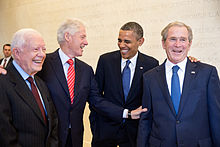 Portrait of four presidential men in dark suits and ties
