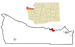 Location of Port Angeles in Clallam County and Washington