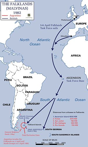 Falklands War timeline map