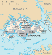 Map showing Singapore's island and the territories belonging Singapore and its neighbours