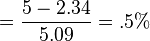 = \frac {5 - 2.34} {5.09} = .5\%