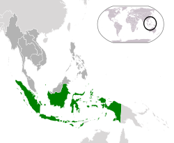 Location of  Indonesia  (green)in ASEAN  (dark grey)  –  [Legend]