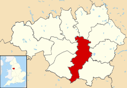 Manchester shown within Greater Manchester and England