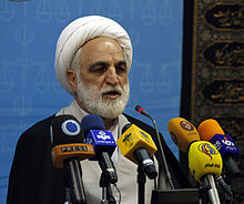 Gholam-Hossein Mohseni-Eje'i in a press conference (1).JPG