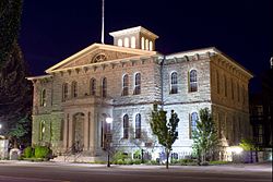 Carson City Mint at night