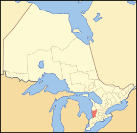 Huron County's location in relation to Ontario.