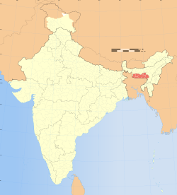Location of Meghalaya in (marked in red) India
