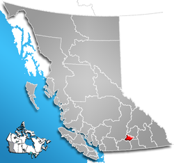 Location of Central Okanagan in British Columbia, Canada