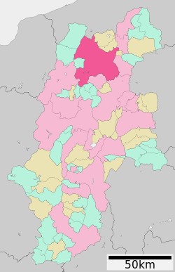 Location of Nagano in Nagano Prefecture