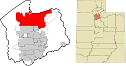 Location in Salt Lake County and the state of Utah.