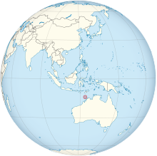 Ashmore and Cartier Islands on the globe (Southeast Asia centered) (small islands magnified).svg