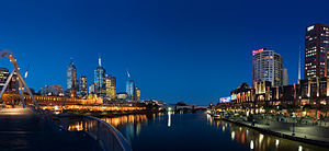 Yarra River in Melbourne at twilight.