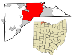 Location of Toledo within Lucas County, Ohio.