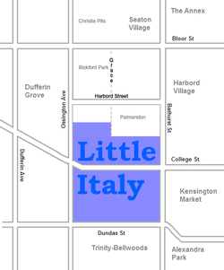 Approximate Little Italy boundaries