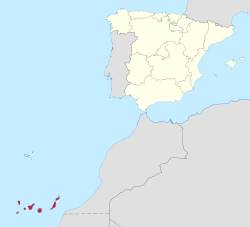 Location of Canary Islands within the Atlantic Ocean