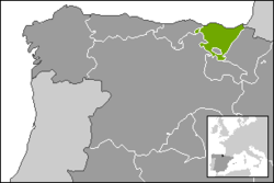 Location of the Basque Country community in northern Spain.