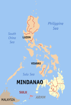 Map of the Philippines with Sulu highlighted