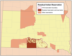 Location of Rosebud Indian Reservation, South Dakota