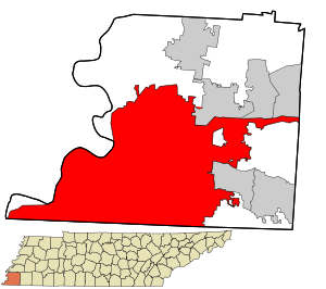 Location in Shelby County and state of Tennessee.