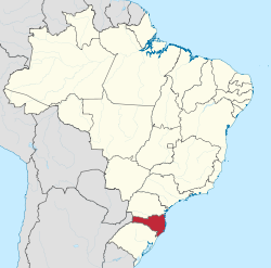 Location of State of Santa Catarina in Brazil