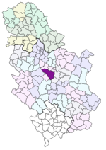Location of Kragujevac within Serbia